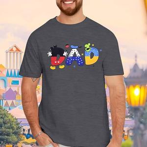 Mouse Dad Shirt Mom Shirts Magical Family Matching Outfits Mom and Dad Graphic Tees Mother Day Tshirt (Large, Grey-a(men))