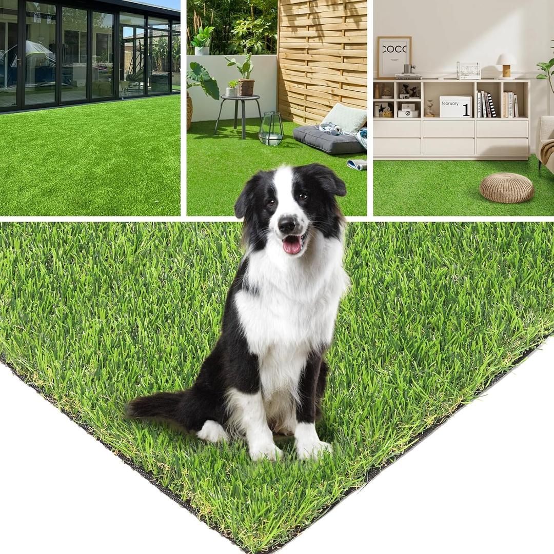 Artificial Grass Turf 4 Feet X 10 Feet, 1.38" Height Perfect Fake Grass Rug with Drainage Holes, Indoor/Outdoor Artificial Turf Mat for Garden Lawn Balcony Pet Landscape Decoration
