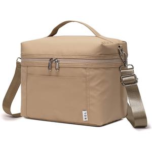 NOL Natural Organic Lifestyle Insulated Lunch Bags for Women Cooler Bag Lightweight Nylon Waterproof Lunch Box For Work (Small (4 Liters), Khaki)