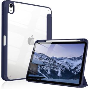 Case for iPad Air 11 Inch M4/M3/M2 2026/2025/2024, iPad Air 5th/4th Generation 10.9 Inch 2022/2020 with Pencil Holder, Auto Sleep/Wake, Shockproof Cover with Clear Back Shell (Navy)