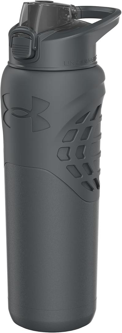 Under Armour 24Oz Stainless Steel Water Bottle, Insulated, Carabiner Easy Carry Hook, Leak Proof, Kids & Adults, All Sports, Gym (Slate Gray)