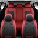MINGBRON Leather Car Seat Covers,Car Seat Protector Waterproof,Seat Covers Full Set, Car Seat Protectors 5 Seats,Automotive Seat Covers Fit Most Cars Wine Red