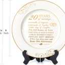 Urllinz 20 Year Anniversary Plate with 24k Gold Foil Decorations - 20th Anniversary Wedding Gifts for Wife Couple Him Her Husband, Ceramic 9"
