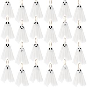 36 Pcs Halloween Ghost Hanging Ornaments 3.94 Inch Hanging Ghosts Tree Ornaments Farmhouse Rustic Mini Flying Decoration for Haunted House Party Yard Small Tree Decor
