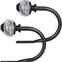 2 Pack Curtain Holdbacks, USFOOK Black Decorative Window Drapery Tiebacks (2 Pack/1 Pair), Curtain Tie Back Hooks for Wall with Translucent Finials (3.95" L x 3.4" W)
