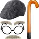 Skylety 6 Pieces Old Man Costume Kit Grandpa Accessories for 100 Days of Party Cosplay Dress up Outfit