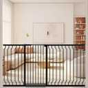 WAOWAO Extra Tall 40.55" Baby Gate 57.48-74.4" Wide Pressure Mounted Walk Through Swing Auto Close Safety Black Metal Toddler Child Dog Pet for Indoor Stairs,Doorways