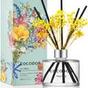 COCODOR Flower Reed Diffuser Set / 6.7oz / Ylang Ylang/Scent Diffuser with Sticks Home Fragrance Reed Diffuser for Bathroom Shelf Decor (Real Flower/6.7Ounce/1Pack)