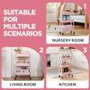 AGTEK Makeup Cart, Movable Rolling Organizer Cart, 3 Tier Metal Utility Cart, White - Pink