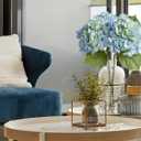 ZYTUYO 20" 4PCS Artificial Light Blue Hydrangea Flowers Large Faux Latex Real Touch Fake Hydrangeas Silk Bouquet with Leaves Stems for Family Table Office Wedding Party Arrangements