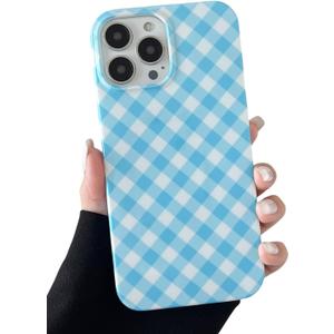 Longlayss for iPhone 11 Pro Max Case Lattice Plaid Checkered Gingham Phone Case Cute Aesthetic Pattern Soft TPU Shockproof Phone Cover for Women Girls (Blue)