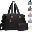 Travel Duffle Bag, Waterproof Weekender Overnight Hospital Bags for Women Men with Toiletry Bag Lightweight Carry on Personal Item Duffle Gym Bag for Travel, Airplanes, Sports (Medium, Black)