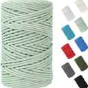 HOMEBOBO Macrame Cord 5mm x 109Yards (328Feet)Natural Cotton Macrame Rope - 4 Strands Twisted Macrame Cotton Cord for Wall HangingPlant HangersCraftsGift Wrapping and Wedding DecorationsBluish Green