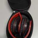 ZIHNIC Bluetooth Headphones Over-Ear, Foldable Wireless and Wired Stereo Headset Micro SD/TF, FM for Cell Phone,PC,Soft Earmuffs &Light Weight for Prolonged Wearing (Black/red)