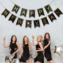 3 x MiniRed New Year Banner 2026, Happy New Year Bunting Banner with Shiny Gold Letter, New Year Party Decorations Supplies 2026.