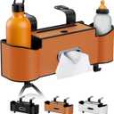 Multifunctional Car Organizers and Storage Box, Car Seat Back Storage Box with Tissue Holder, 2 Cup Holders & Purse Hooks (Orange)