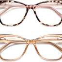 Pack of 2 Oversized Reading Glasses Women Cat Eye Photochromic Computer Reader Stylish Ladies Designer Fashion Big Unbreakable Eyewear (Reader (Brown Crystal+tortoise Pink)) +1.75x