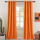 Room Darkening Curtains Thermal Insulated Drapes Solid Window Treatment Set Grommet Top Light Blocking Blackout Curtain for Living Room Bedroom (W52 x L120 Inch, Orange Tiger)