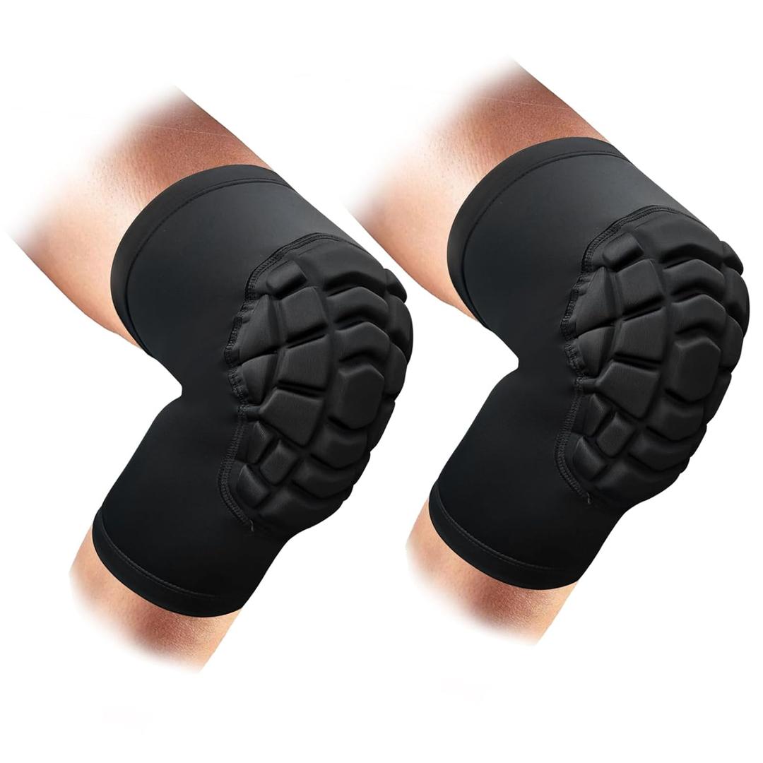 Wrestling Knee Pads Short Knee Sleeve, 2 Pcs Knee Compression Sleeve for Football, Basketball, Volleyball(Black_XL_2 Pcs)