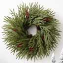 Artificial Christmas Wreaths for Front Door, 24" Large Winter Pine Wreath with Red Berries Pine Cones, DIY Friendly Real Touch Door Wreath for Wall Window Porch Farmhouse, Indoor Outdoor Xmas Decor