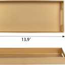 MAONAME Gold Vanity Tray, Plastic Decorative Tray, Rectangular Trays with Handles, Narrow Bathroom Trays for Toilet Tank, 13.8" X 6" X 1.57"