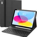 CHESONA Keyboard Case for iPad (A16) 11th/10th Generation (2025/2022), Detachable Wireless Keyboard, Stand Folio Keyboard Cover with Pencil Holder, Thin & Light (Black)