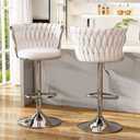 Bar Stools Set of 2 Adjustable Counter Height Barstools Beige
