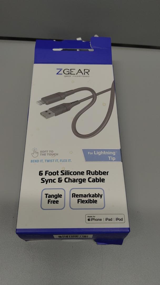 ZGEAR Silicone Cable Lightning 6 ft Grey
