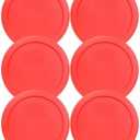For 6 Red Round Replacement Cover Lid for 4 Cup Glass Bowl 6PK