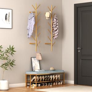 KADIGANG 2 Pack Wall Mount Gold Coat Rack, 39 Inch Metal Coat Hanger Rack with 11 Hooks, Vertical Coat Tree Rack for Bedroom, Living Room, Entryway, Corner (Gold)