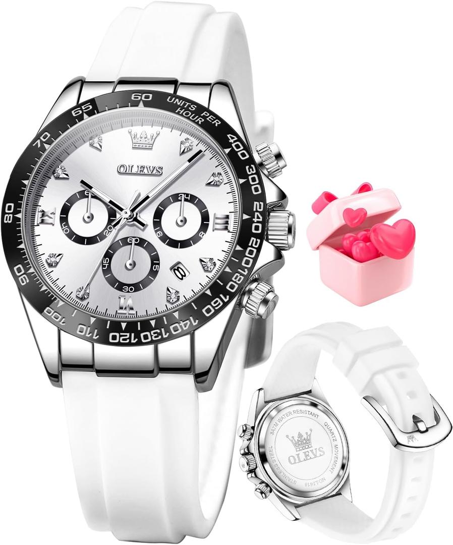 OLEVS Women Watch Fashion Rose Gold Diamond Analog Quartz Female Watches for Women Luxury Dress Ladies Stainless Steel Luminous Waterproof Date Wristwatches (5618-silver)