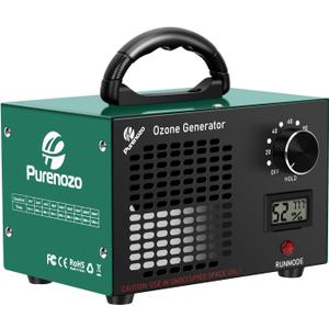 Ozone Generator & Ozone Odor Eliminator 60,000mg/h, Industrial & Home Ozone Machine with Temp/Humidity Display, Removing Odors for Rooms, Smoke, Cars, Pets, Basements, Farms(Green)