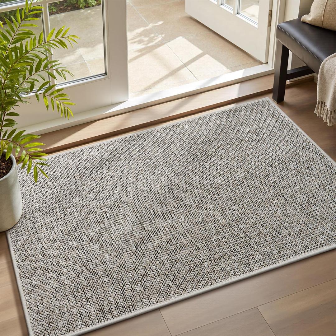 MontVoo Door Mat Indoor Entrance Doormat, Absorbent Durable Rubber Non Slip Front Door Mat for Inside Entry Entryway Dirt Trapper Welcome Mat, Beige 17''x30''