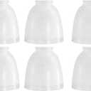 6-Pack White Linen Frosted Glass Shades, Bell Shaped Glass Shade Covers Ceiling Fan Lamp Replacements, Light Fixtures Lampshade for Chandelier Wall Sconces, 1.61" Fitter Size, 5" High x 4.7" Diameter