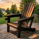 QuinnAndSunny Adirondack Garden Chair, HDPE Adirondack Chairs with Cup Holder, Outdoor Armchair Outdoor Fire Pit Chairs All-Weather Lawn Chair for Deck Patio Garden, Grey