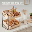 LIBKEN 3-Tier Wooden Fruit Basket – Rubberwood Countertop Produce Storage with Metal Frame – Minimal Scandinavian Design Fruit Stand for Kitchen Counter, Space-Saving Tiered Basket Organizer