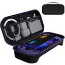 ivoler Carrying Case for lenovo legion go S 2025, Portable Hard Shell Pouch Travel Bag Built-in Gaming Charger Dock Storage, Holds 8 MicroSD and 2 Credit Sized Cards -Black+Purple (Legion GO S/ROG XBOX ALLY X)
