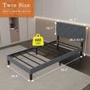 Twin Bed Frames with Adjustable Headboard, Velvet Upholstered Platform Bed, Twin Size Bed Frames with Strong Metal Slat Support,Mattress Foundation, No Box Spring Needed,Easy Assembly Gary
