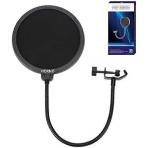 HORNO Professional Microphone Filter Screen-Mic Pop Blocker Mask Shield Screen with Flexible Gooseneck Mount 2 Pack