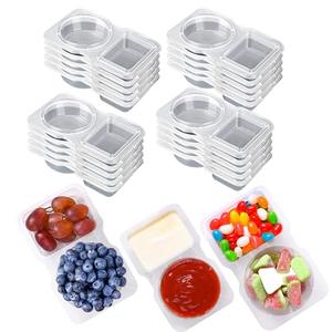RXRRXR 20PCS Double Compartment Condiment Container With Lids - Reusable Snack Pack Containers for Take-out Sauces Pack of 3