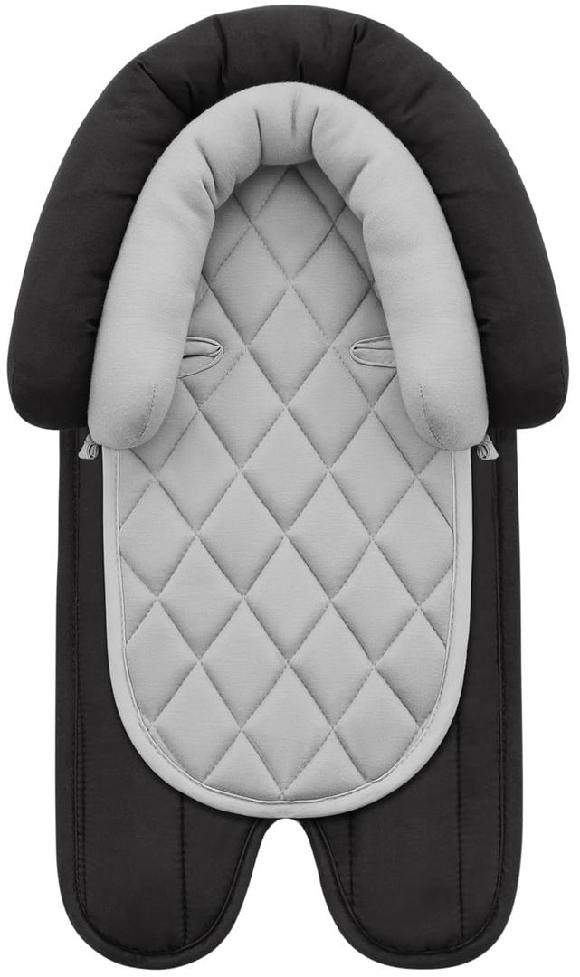 Pro Goleem Car Seat Head Support Infant, Soft Infant Car Seat Insert, 2 in 1 Carseat Head Support for Newborn, Perfect for Car Seat, Stroller, Swing, Bouncer, Gray and Black