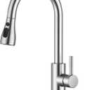 FORIOUS Kitchen Faucets with Pull Down Sprayer, Brushed Nickel, High Arc Single Handle Classic Stainless Steel Sink Faucet 1 or 3 Hole, Suitable for Farmhouse Camper Laundry Rv Bar
