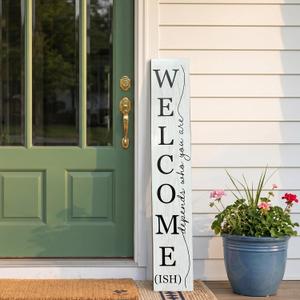 Welcome Porch Wooden Sign Decor,Rustic Porch Standing Decorative Signs,Vertical Plaques for Front Door,Farmhouse Outdoor Indoor Welcome Decoration-47.2"HWhite