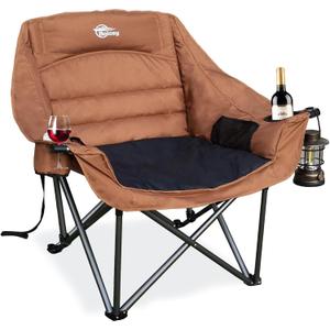 Oversized Camping Chairs for Adults Heavy Duty Folding Lawn Chair, 1 PACK