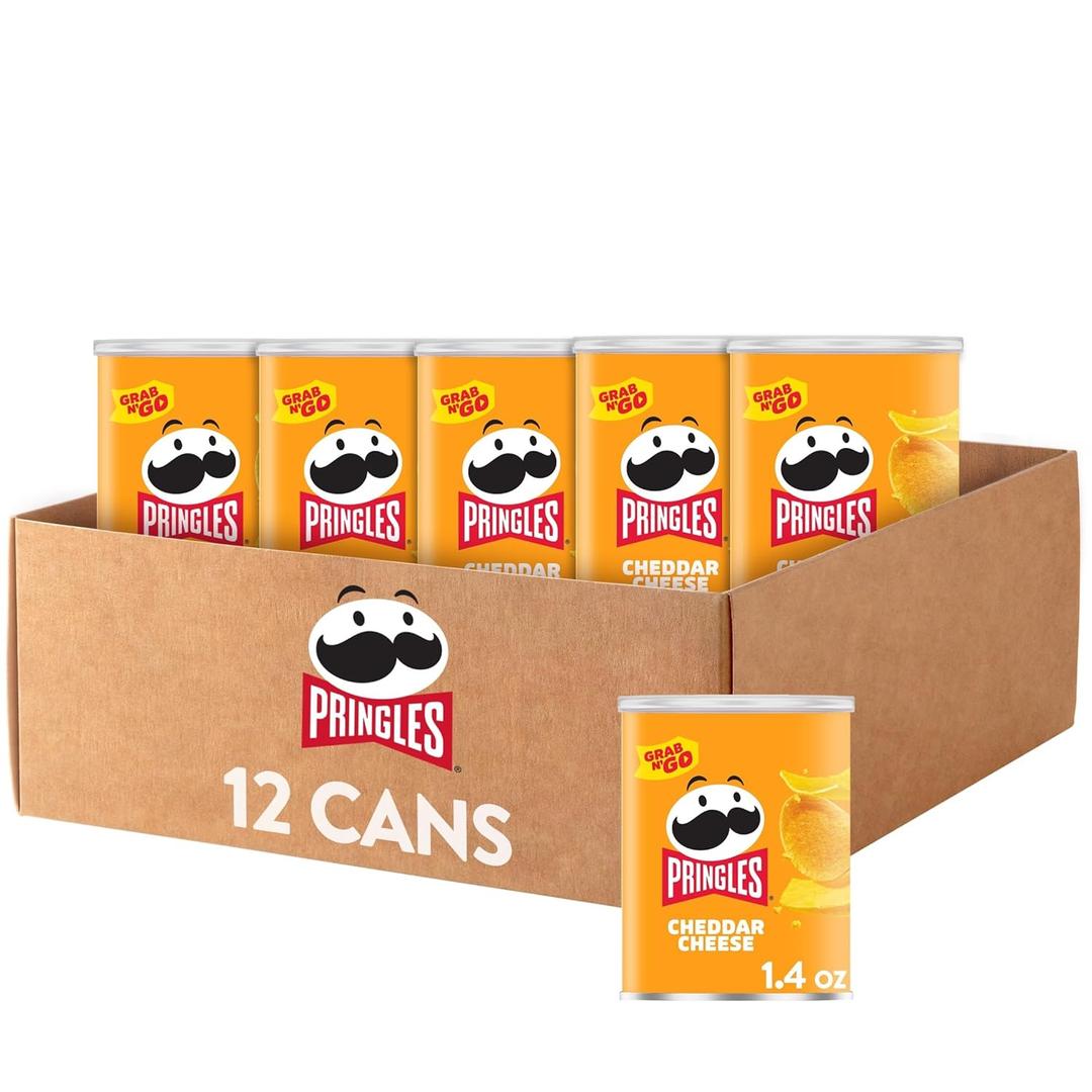 Pringles, Crisps, Lunch Snacks, Office and Kids Snacks, Grab N' Go, Cheddar Cheese (12 Cans), BB MAY142027