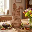 Thiccywoov Rattan Bunny with Bow Easter Decor 12" Table Rabbit Easter Decorations Spring Bunnies Decoration Statue Figurine Rattan Bunny Decor for Home Farmhouse Table Kitchen