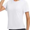 baleaf Women's Workout Tops Short Sleeve Loose Fit Yoga Athletic Shirts Lightweight Moisture Wicking Running Top (White, XL)