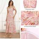 GRACE KARIN 2026 Women's Summer Floral Wedding Guest Dress,Beach Flowy A Line Maxi Off Shoulder Bridesmaid Dresses (Pink, XXL)