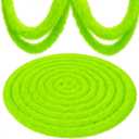 WILLBOND Christmas Faux Fur Ribbon Trim Winter Tree Garland Artificial Furry Stripe Accessory Holiday Faux Fur Fabric Roll Garland for Xmas Party Sewing Costume Trimming(Green,3 Inch X 60 ft)