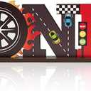 G1ngtar Race Car ONE Letter Sign Wooden Table Centerpiece Let’s Go Racing Checkered Theme 1st Birthday Party Decoration Supplies Milestone Cake Smash Baby Shower Photo Prop Table Decor for Baby Boys